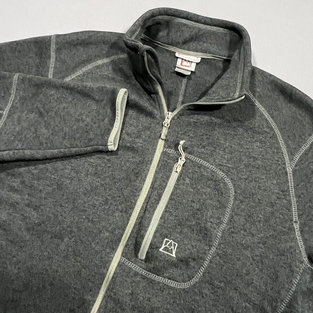 Avalanche Full Zip Fleece Jacket Heathered Knit Chest Pocket Gray Mens XXL